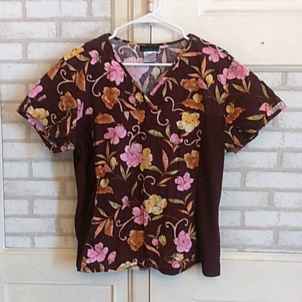 Cherokee womens XL floral print scrub (j7)